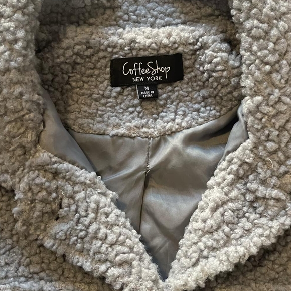 Coffee shop new york slate blue teddy jacket size medium - Picture 4 of 4